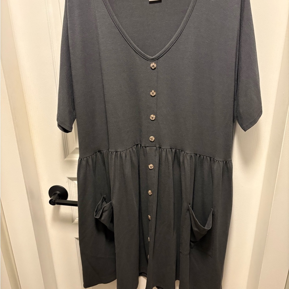 Gray Button-Down Women's Dress
